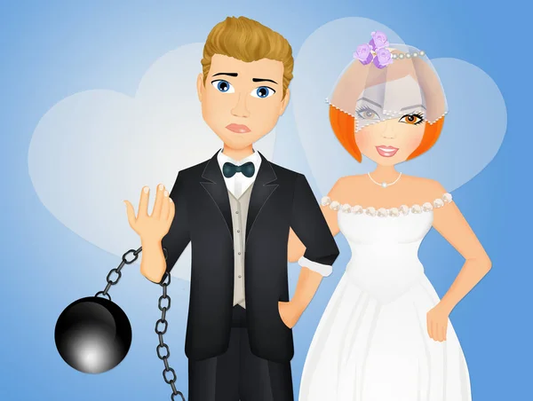 Bruidegom Met Bal Aan Zijn Voeten — Stockfoto
