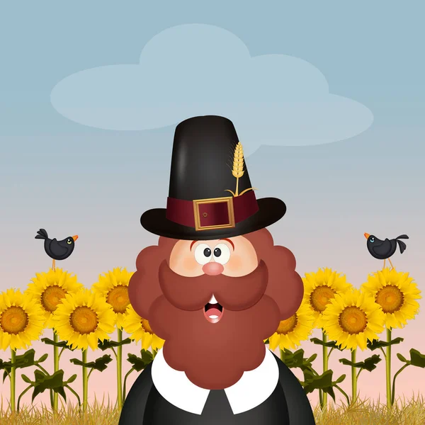 illustration of Pilgrim man in Thanksgiving Day
