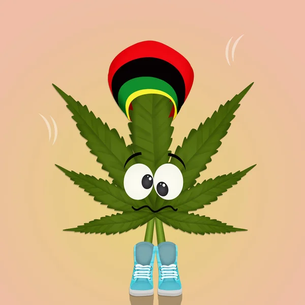 Illustration Des Cartoon Marihuana Blattes — Stockfoto