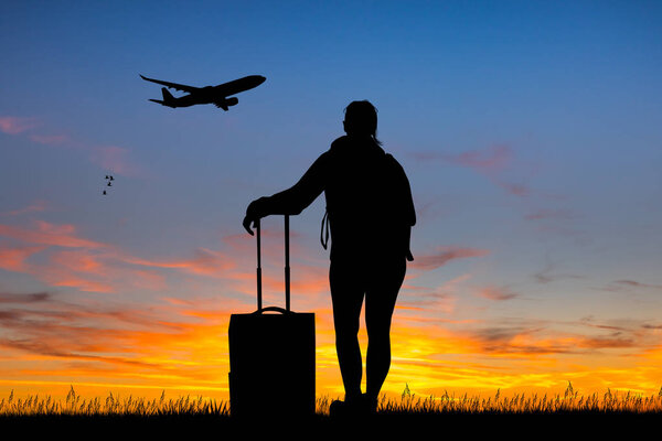Illustration of girl traveling with suitcase