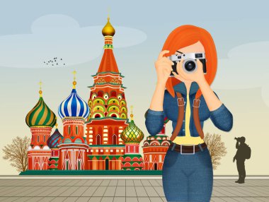 Turistler Rusya'da çizimi