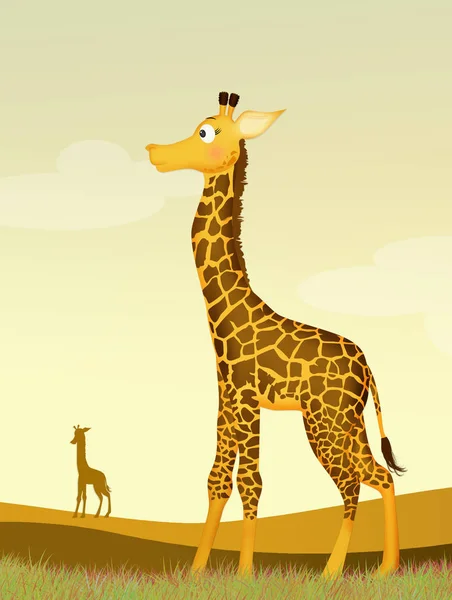 Illustration Girafe Dans Jungle — Photo