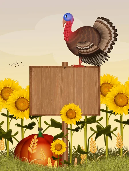 Ilustración Pavo Signo — Foto de Stock