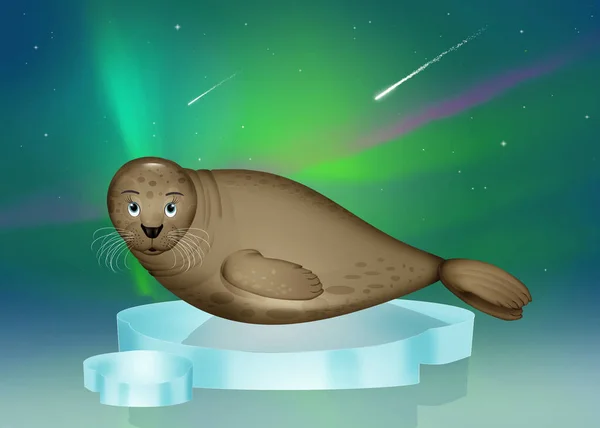 stock image illustration of seal on the iceberg