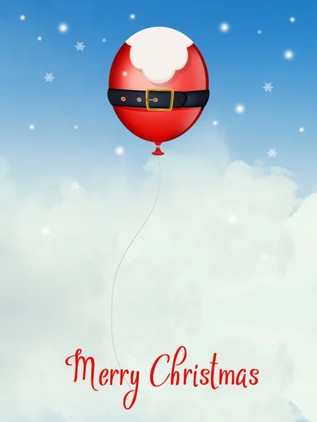 在天空中的圣诞老人气球 — 图库照片
