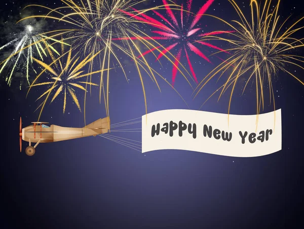 Airplane Bannr New Year — Stock Photo, Image