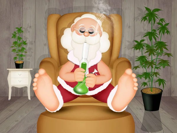 Santa Claus Fuma Pipa — Foto de Stock