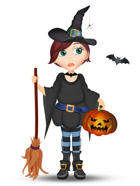 Ilustrace Halloweenské Čarodějnice — Stock fotografie