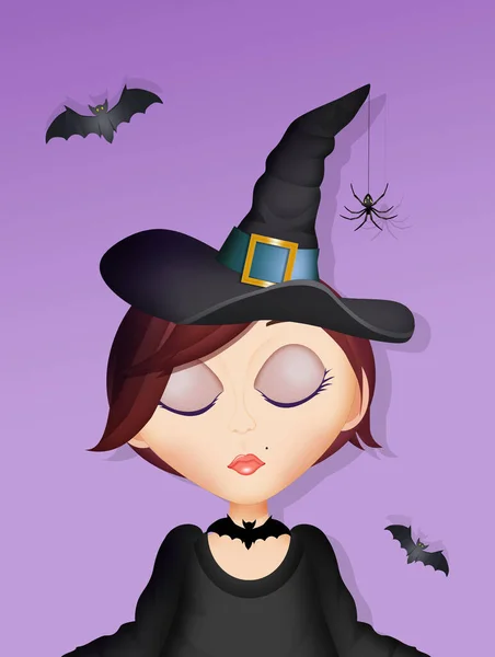 Ilustrace Halloweenské Čarodějnice — Stock fotografie