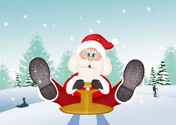 Ilustrace Santa Claus Saních — Stock fotografie
