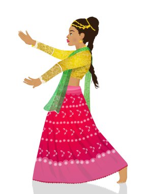 Kız Bollywood Hint dansı yapıyor.