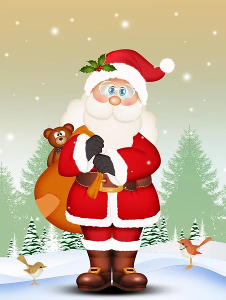 Illustration Santa Claus Christmas Gifts — Stock Photo, Image