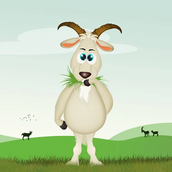 山羊吃草的例证 — 图库照片