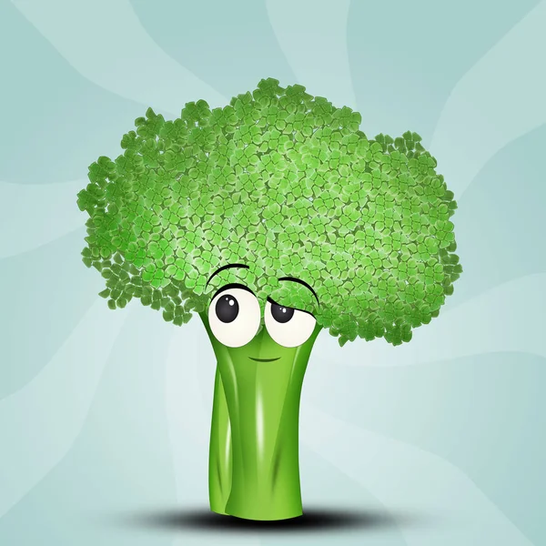 Ilustración Brócoli Con Cara Divertida —  Fotos de Stock