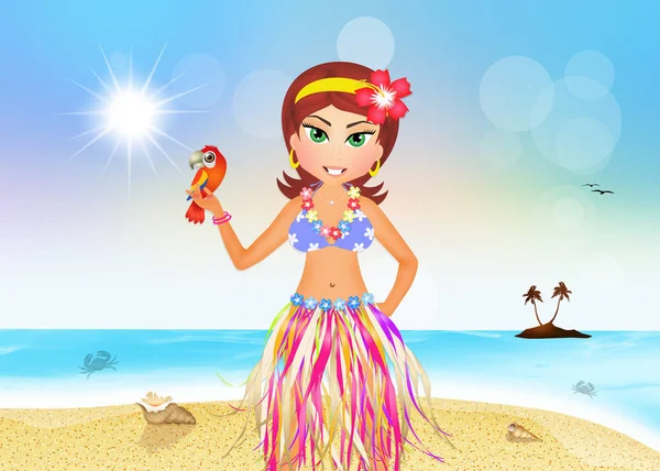 Chica Hawaiana Playa — Foto de Stock