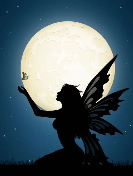 月明かりの下での妖精のイラスト — ストック写真