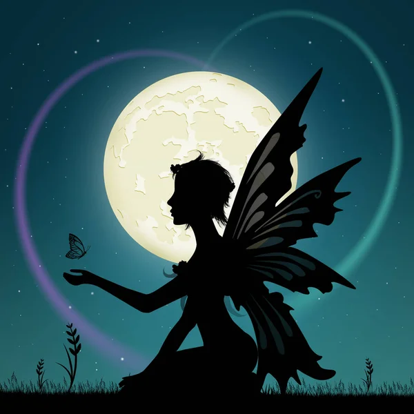 月明かりの下での妖精のイラスト — ストック写真