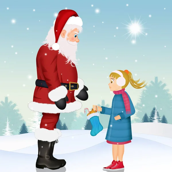 Père Noël Enfants Avec Chaussettes Noël — Photo