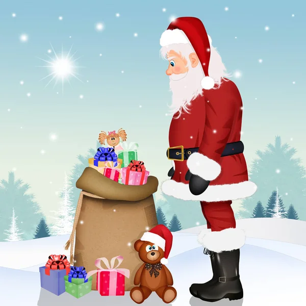 Santa Claus Christmas Gifts — Stock Photo, Image