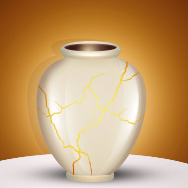 illustration of kintsugi jar concept clipart