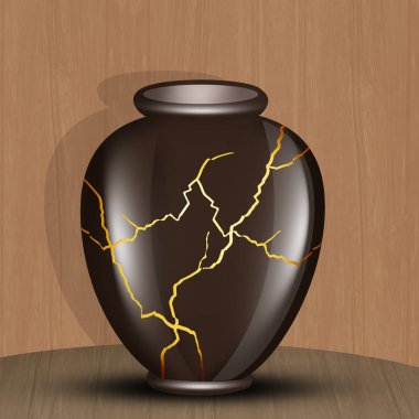 illustration of kintsugi jar  clipart