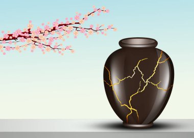 kintsugi kavanoz illüstrasyon
