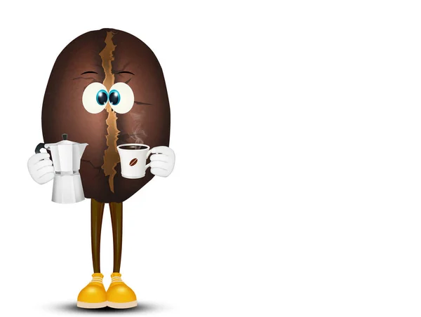Illustration Coffee Bean Coffeepot — Stock Photo, Image