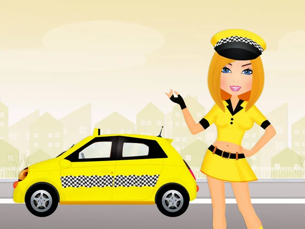 Illustration Taxi Driver Girl — Stock Photo, Image