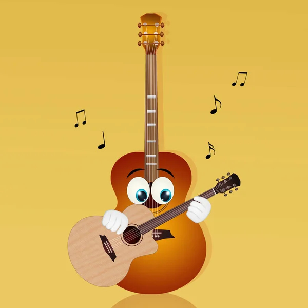 Ilustración Guitarra Con Cara Divertida —  Fotos de Stock