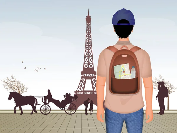 Ilustrace Turistů Paříži — Stock fotografie