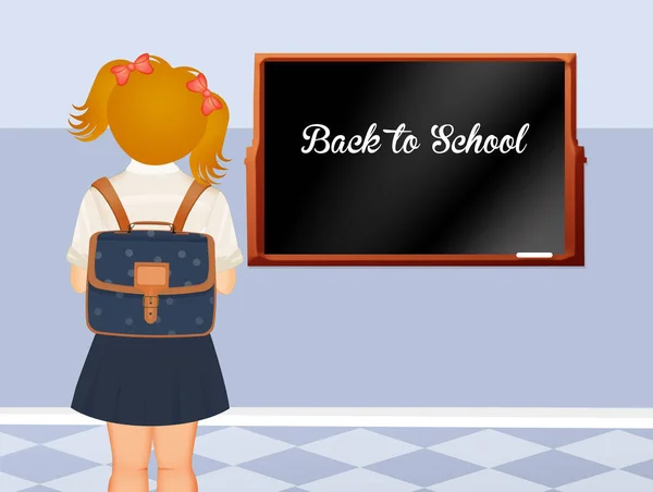 Illustration Girl Back School — Stock Photo, Image