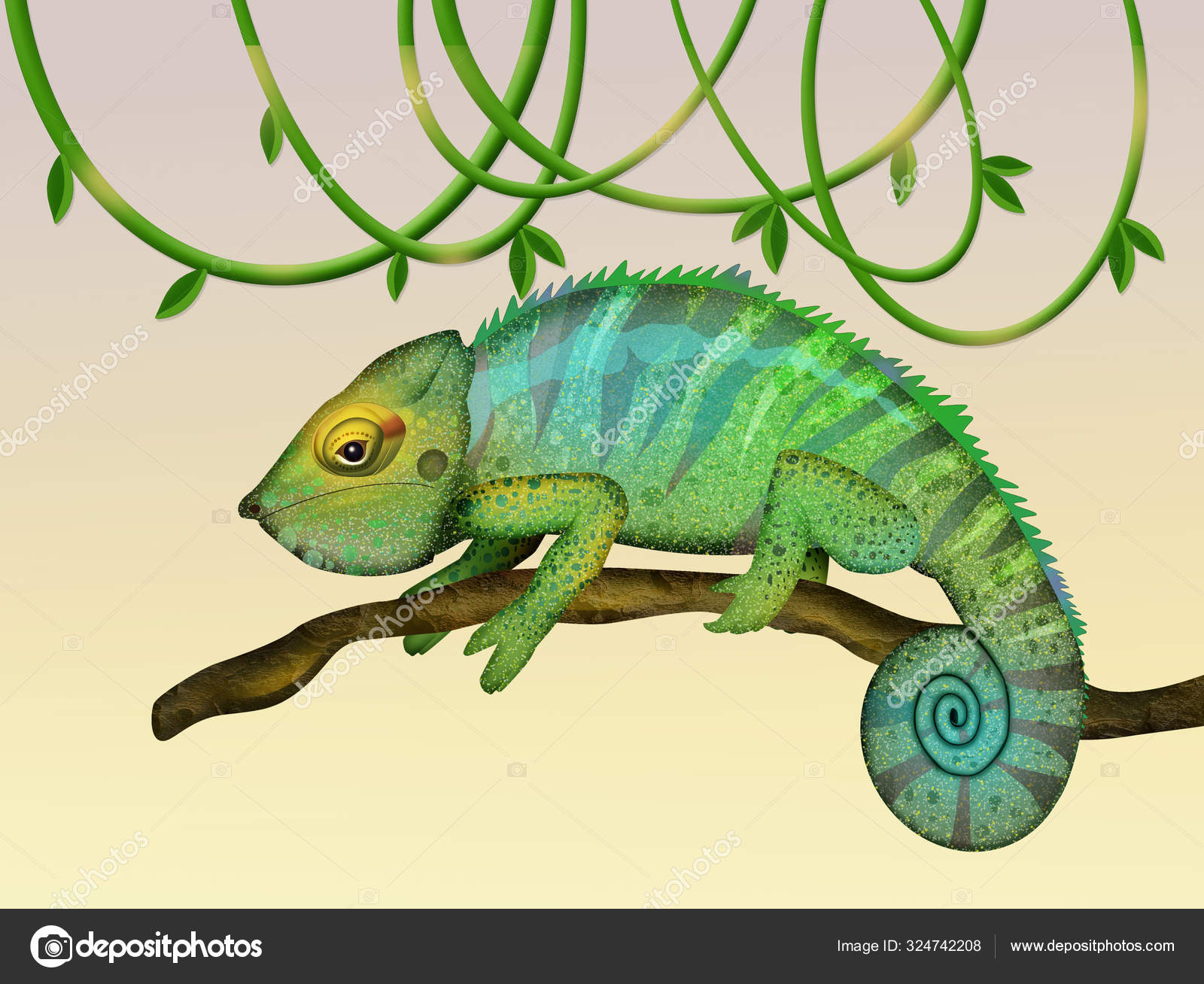 Illustration Chameleon Branches — Stock Photo © adrenalina 324742208
