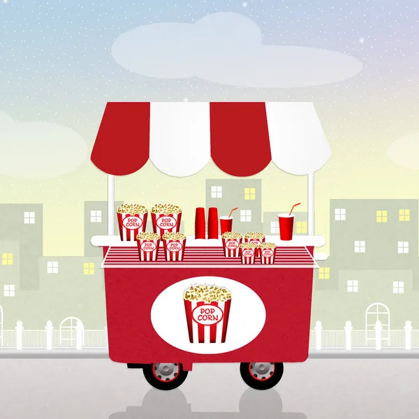 Illustration Des Popcornwagens — Stockfoto