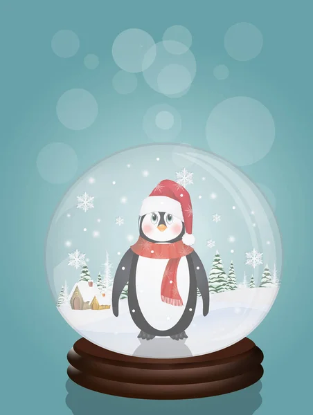 Pingüino Bola Cristal Para Navidad —  Fotos de Stock