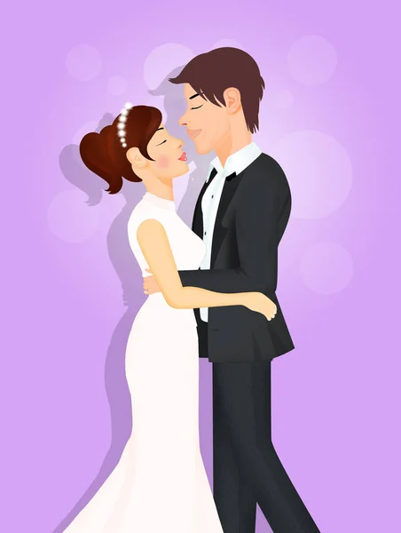 Ilustrace Právě Vdané — Stock fotografie