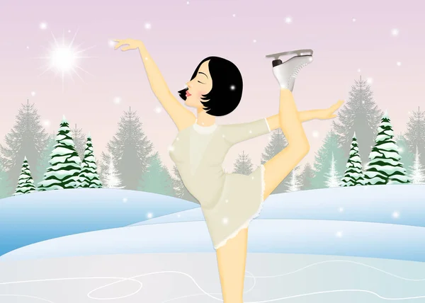 Illustration Girl Skating Ice — Stock Photo, Image