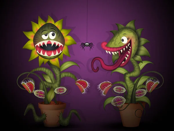 Illustration Carnivorous Plants Darkness — 스톡 사진