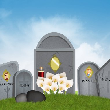 Mezarlığın mezar taşları