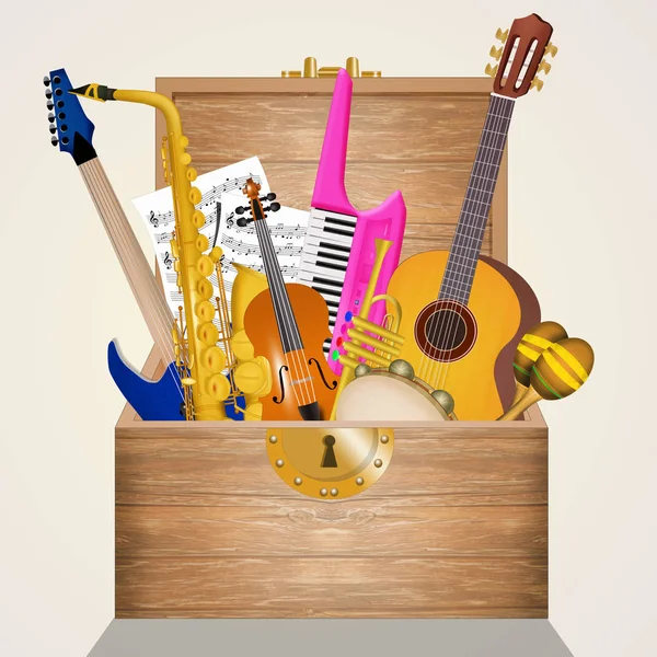 Illustration Instrumental Music Box — Stock Photo, Image