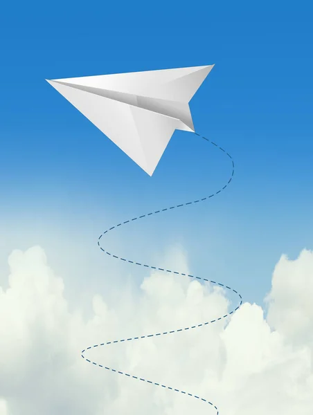 Illustration Papper Flygplan Den Blå Himlen — Stockfoto