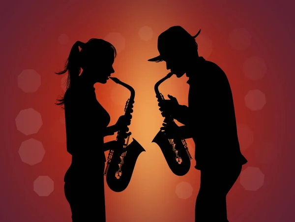 Man Woman Play Sax — Photo