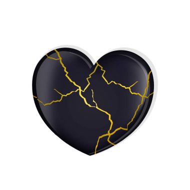 heart with gold crepe clipart