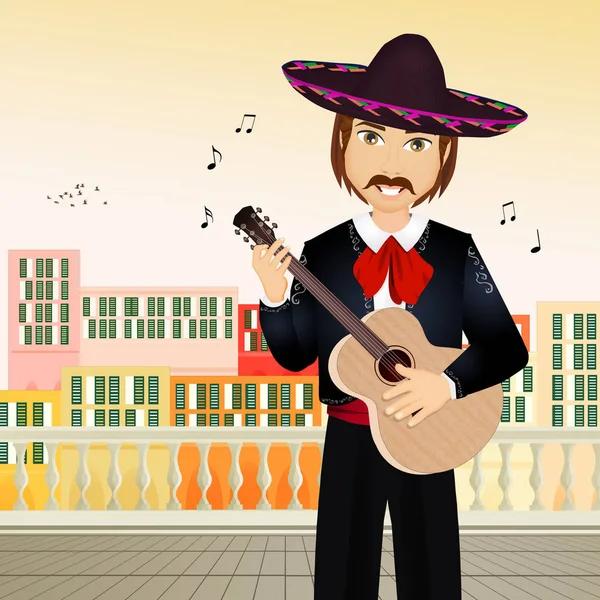 Ilustración Mariachi Con Guitarra — Foto de Stock