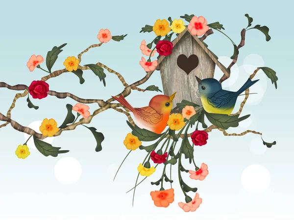 冬の小鳥の家 — ストック写真