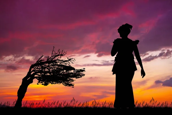 African Woman Sunset — Stock Photo, Image