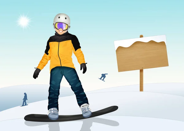 Lustige Illustration Des Snowparks Der Winterlandschaft — Stockfoto