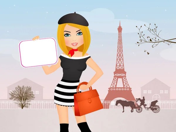 Illustration Eines Französischen Mädchens Paris — Stockfoto