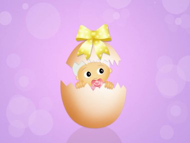 Paskalya yumurtasındaki bebeğin resmi