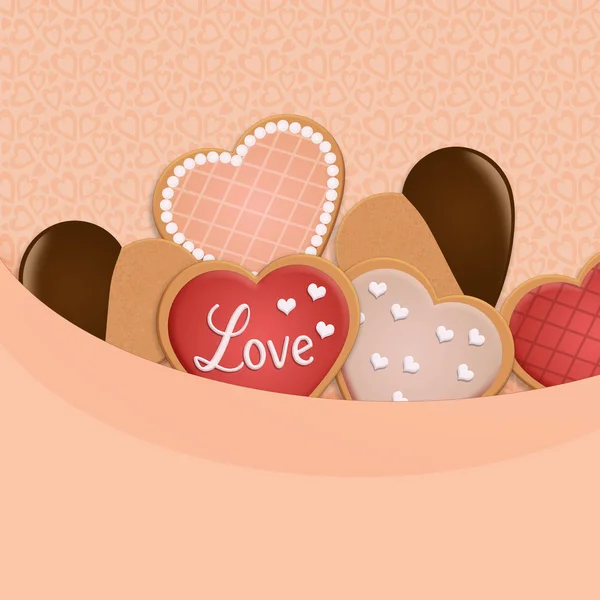 Heart Shaped Cookies Valentine Day — Stock Photo, Image