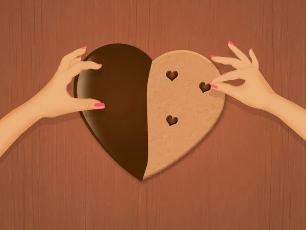 Μπισκότο Σοκολάτας Σχήμα Καρδιάς — Φωτογραφία Αρχείου